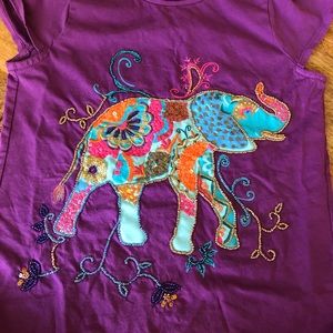 Purple elephant girls large shirt